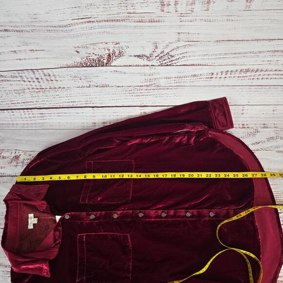 Anthropologie Pilcro Hadley Crushed Red Velvet Button Shirt XS Top Soft Warm NWT - Picture 12 of 14